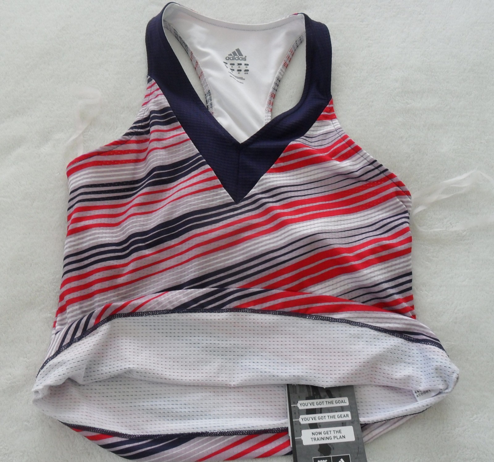 Adidas MESH PRINTED TANK dress Top Shirt Support Bra yoga gym Tennis Sz Med RARE image 4
