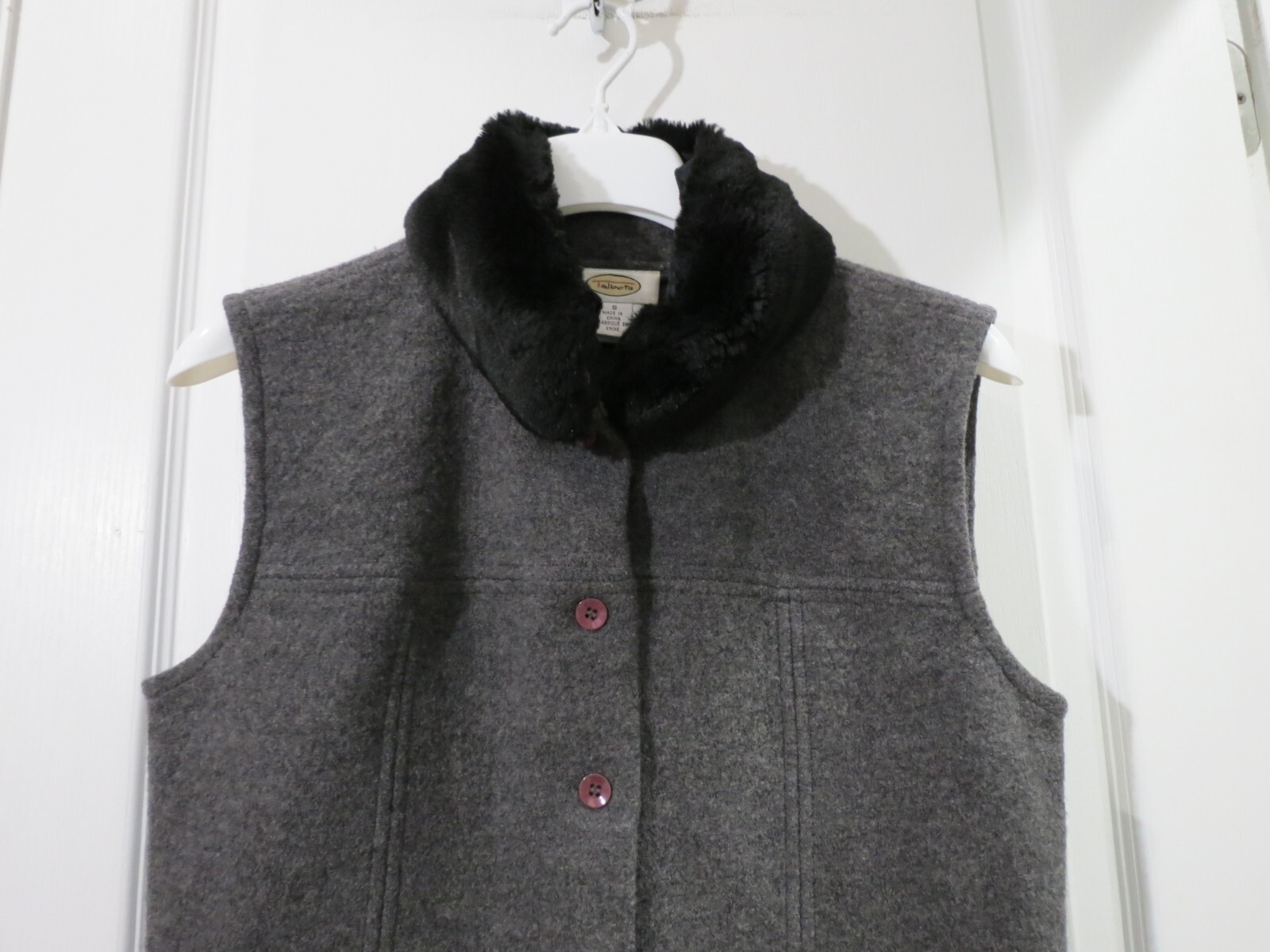 Talbots 100% Wool Solid Gray Full Button Vest w/ … - image 18