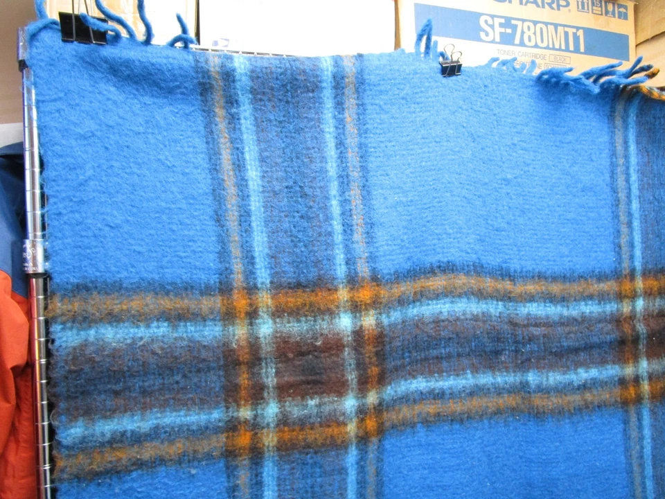 Cobertor de lã vintage FAALBERG AZUL Holanda Design Usado 68" x 52" EXCELENTE! - Imagem 3 de 4