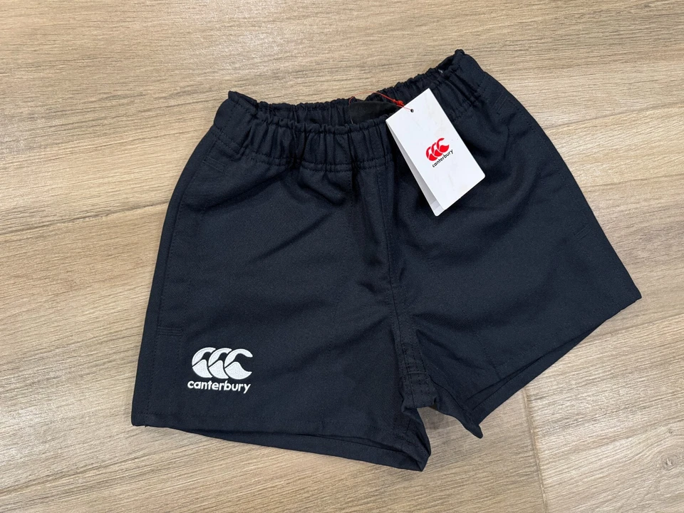 Nuevos Pantalones Cortos de Rugby Canterbury Niños PEQUEÑOS 6 Negros Junior Profesionales Nueva Zelanda Foto 2 de 4