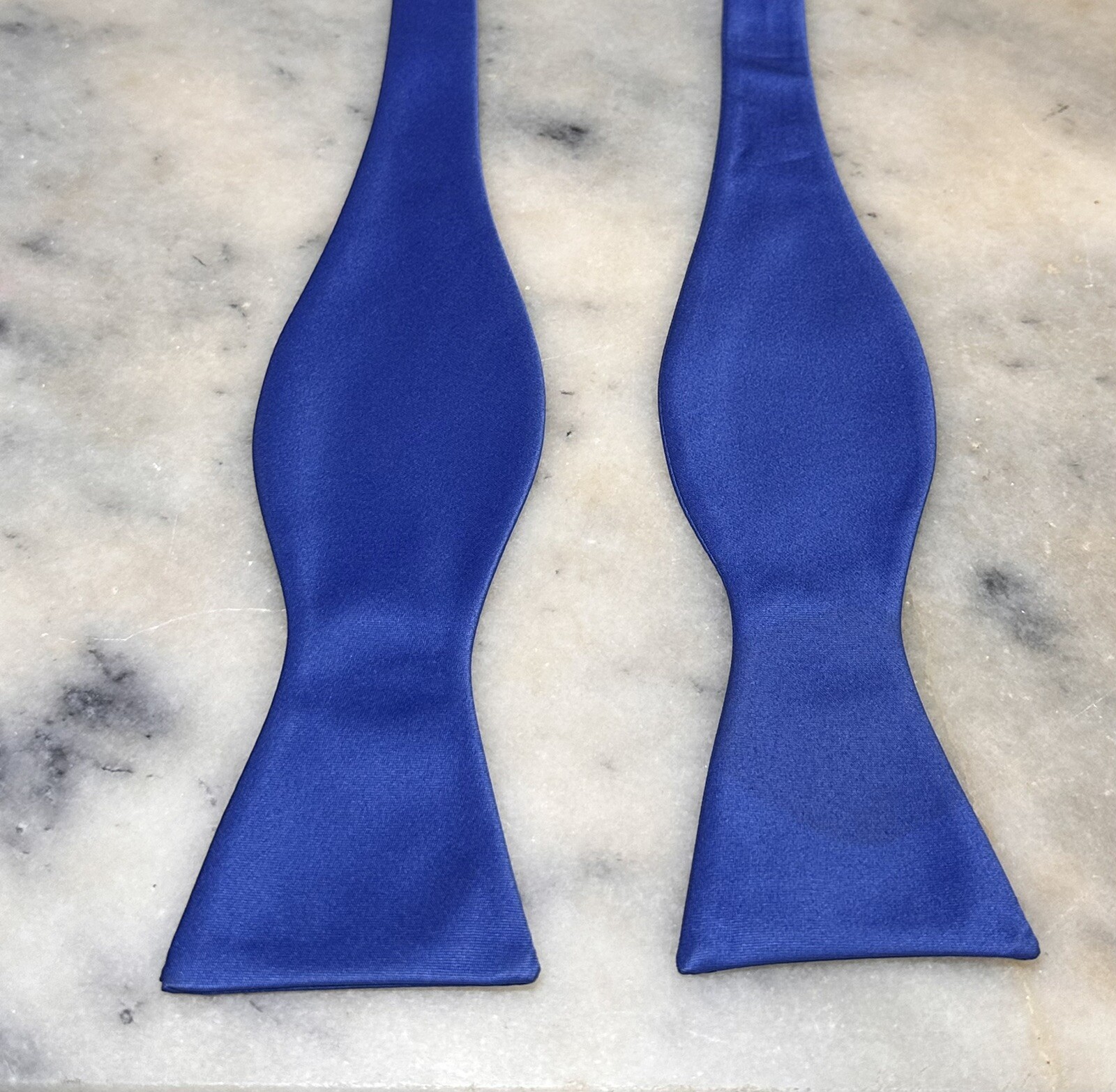 Solid Blue Handmade Adjustable Self Tie Bow Tie - image 2