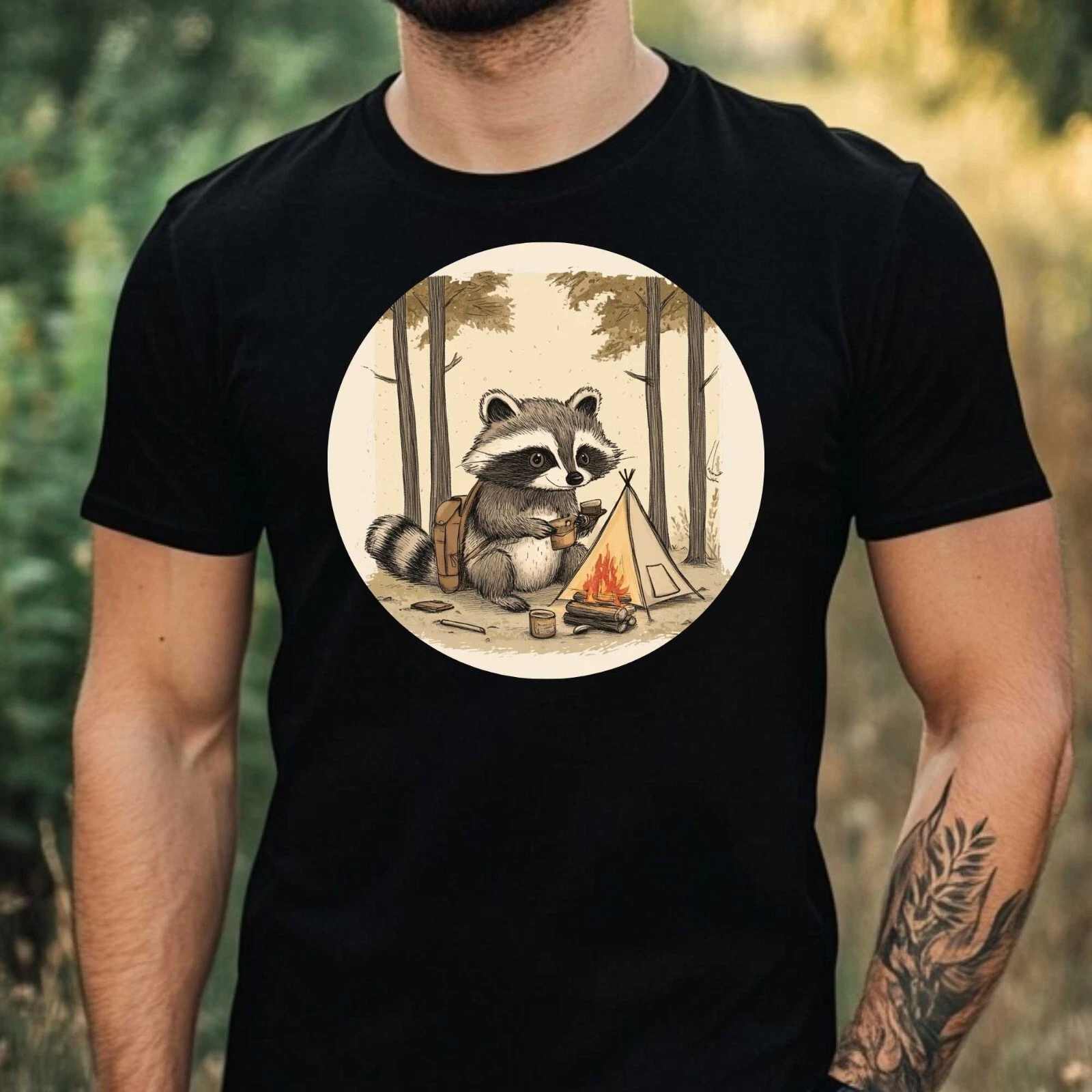 Mens Camping Raccoon Print Cotton T-Shirt Size XS to 5XL
Opens in a new window or tab