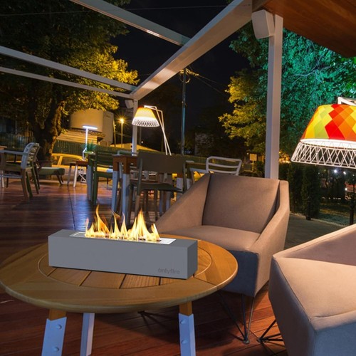 Tabletop Ethanol Fireplaces with Extinguisher Lid, Concrete Rectangular Fire Bow - Picture 6 of 10