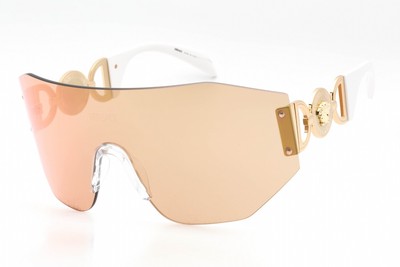 VERSACE VE2258 10027J Sunglasses Rose Gold White Frame Orange Mirror