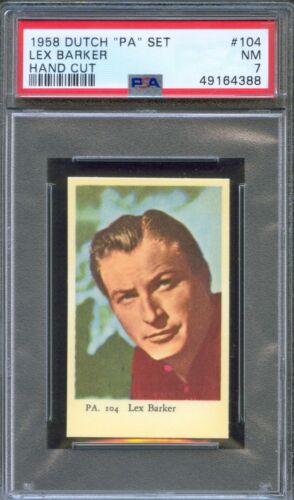 1958 Dutch Gum Card PA Set #104 LEX BARKER Actor TARZAN Movie PSA 7 - Afbeelding 1 van 2