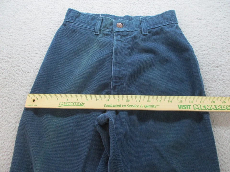 Pantalones de pana mamá de colección años 70 para mujer *12 (24x28) cintura alta pierna recta verde azul Foto 3 de 4