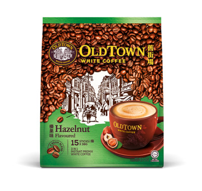 4 pack Old Town 3-In-1 Instant Hazelnut White Coffee 15 Sticks x 38g 