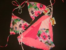 Victoria's Secret triangle S BIKINI Lilac Hot Pink POPPY green floral gold chain