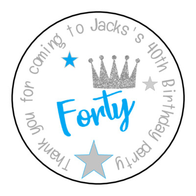 Personalised Blue Crown Party Stickers – Sweet Cones For Boys Birthday Thank You