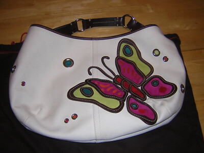 NEW COACH BUTTERFLY SUEDE LEATHER XL LARGE HOBO IVORY CANVAS DUST