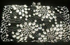New Black With Clear Austrian Crystal Hard Shell Clutch Bag- Fits Iphone
