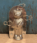Vintage Teddy Bear Holding a Christmas Tree Metal Chocolate Candy Mold w clips — photo 2