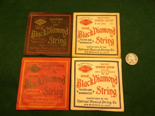 #1 of 7, LOT OF 4 NOS VTG GUITAR STRINGS BLACK DIAMOND HAWAIIAN-SPANISH-ELECTRIC - Picture 1 of 12