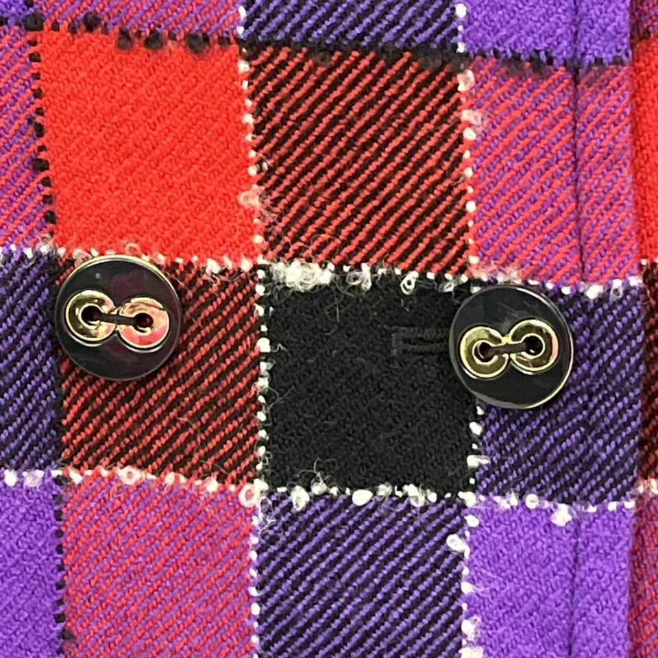 Milly Minis Girls Jacket Plaid Long Sleeve Red Purple Black Wool Blend Size 6 - Image 3 of 4