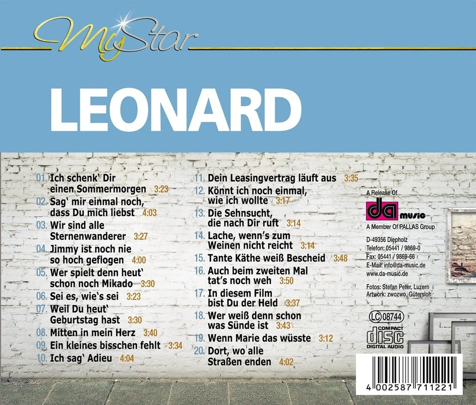 Leonard CD My Star incl. Weil Du heut Geburtstag hast Best Of 20 Hits Neu Ovp - Bild 2 von 2