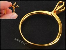 Gold Adjustable Display Ring Gemstone Holder Jewellery Spring Prong Claw Gem
