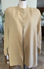 Krizia Italy Women 46 Tan Silk Button Front Jacket X1