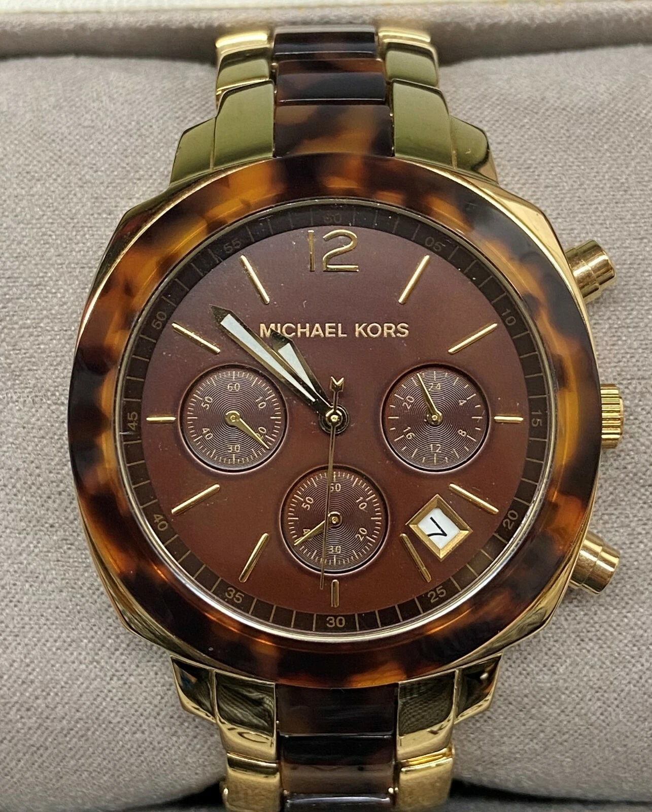 Michael Kors Cronografo Donna Tono Oro Acciaio Tartaruga Quadrante Marrone MK5246