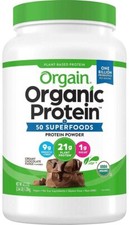 Orgain Protein Powder Organic Plant Based 50 Superfoods Cream Chocolat 2.64Lbs