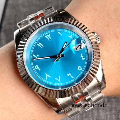 Blue Sunburst Dial Fluted Bezel NH35A 36/39mm Automatic Men Watch Sapphire Date