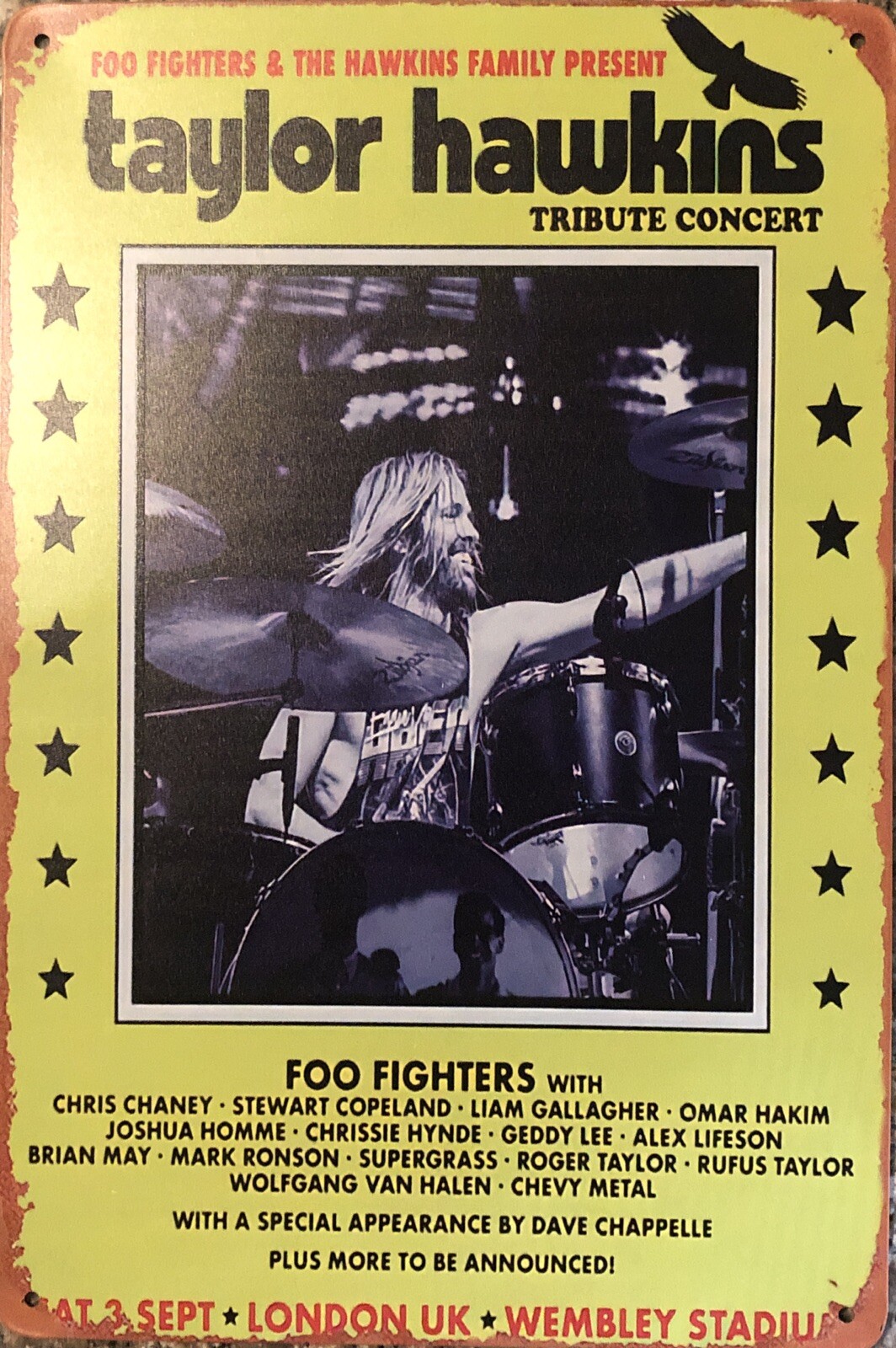 Taylor Hawkins Los Angeles Forum Tribute Concert Poster #995/1350 Foo Fighters STAR Taylor Hawkins Los Angeles Forum Tribute Concert Poster #995/1350 Foo Fighters STAR