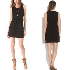 MADEWELL Silhouette Ponte Dress LBD Raw Hem 39144 Black Sheath Size S SMALL