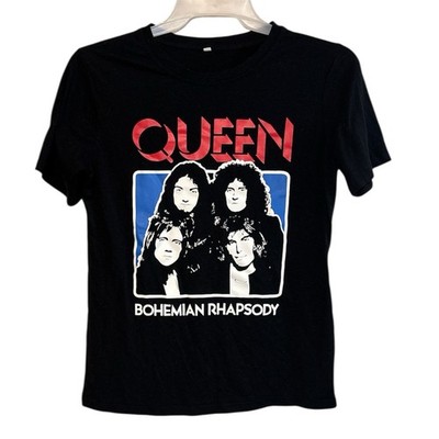 Queen Bohemian Rhapsody Band Tee Women s Medium Black Rock Shirt Retro Music 