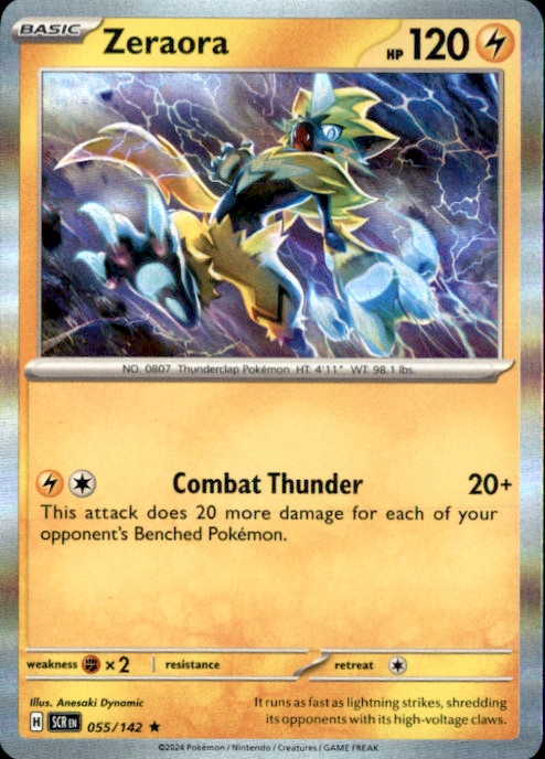 Zeraora Holo Rare SV07: Stellar Crown 055/142 NM Anesaki Dynamic 2024
