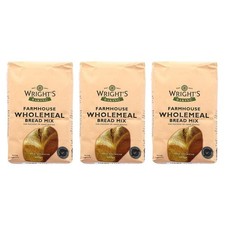 Wrights Baking Farmhouse Wholemeal Bread Mix 500g (Pack of 3)