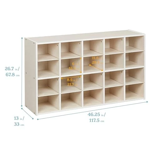 ECR4KIDS STREAMLINE 20 CUBBY TRAY STORAGE CABINET 4X5 NATURAL - WHITE WASH - Image 4 of 4