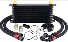 10 Row 10AN Oil Cooler Kit, Universal Aluminum Transmission & Engine Cooler