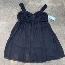 NWT Vtg Y2K London Style Mini Dress Black Layered Beaded 22W Flowy Hoco Formal