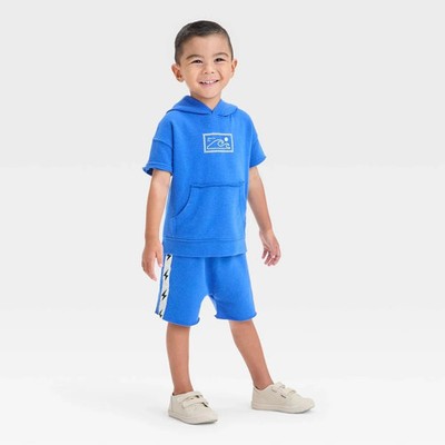 Grayson Mini Toddler Boys' Short Sleeve Wave French Terry Pullover and Shorts S