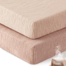 Muslin Crib Sheets for Boys Girls, 100 Cotton Fitted Crib Sheet 2 Pack for S...