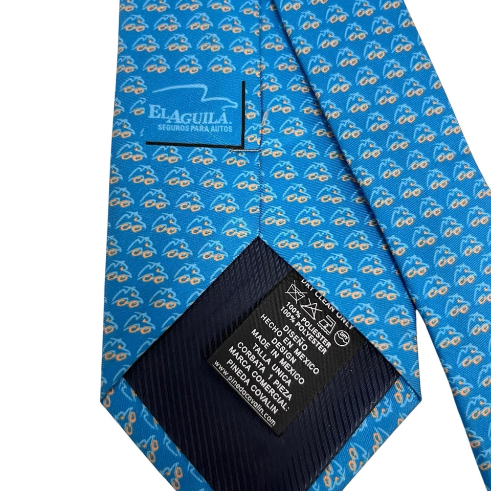 Pineda Covalin Mens Tie El Aguila Seguros Para Autos Turquoise Blue 3 1/8" x 58" - Image 2 of 4