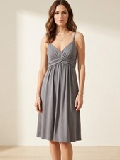 Ann Taylor LOFT Gray Sleeveless Midi Dress – Size Small – Twist Front
