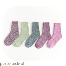 Women Wool Warm Thermal Lambs Thick Crew Heavy Boot Design Solid Socks 5 Pairs