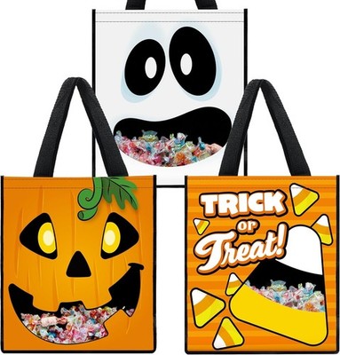 Große Halloween Süßigkeiten Tragetaschen 3er Set - Transparente Partytüten