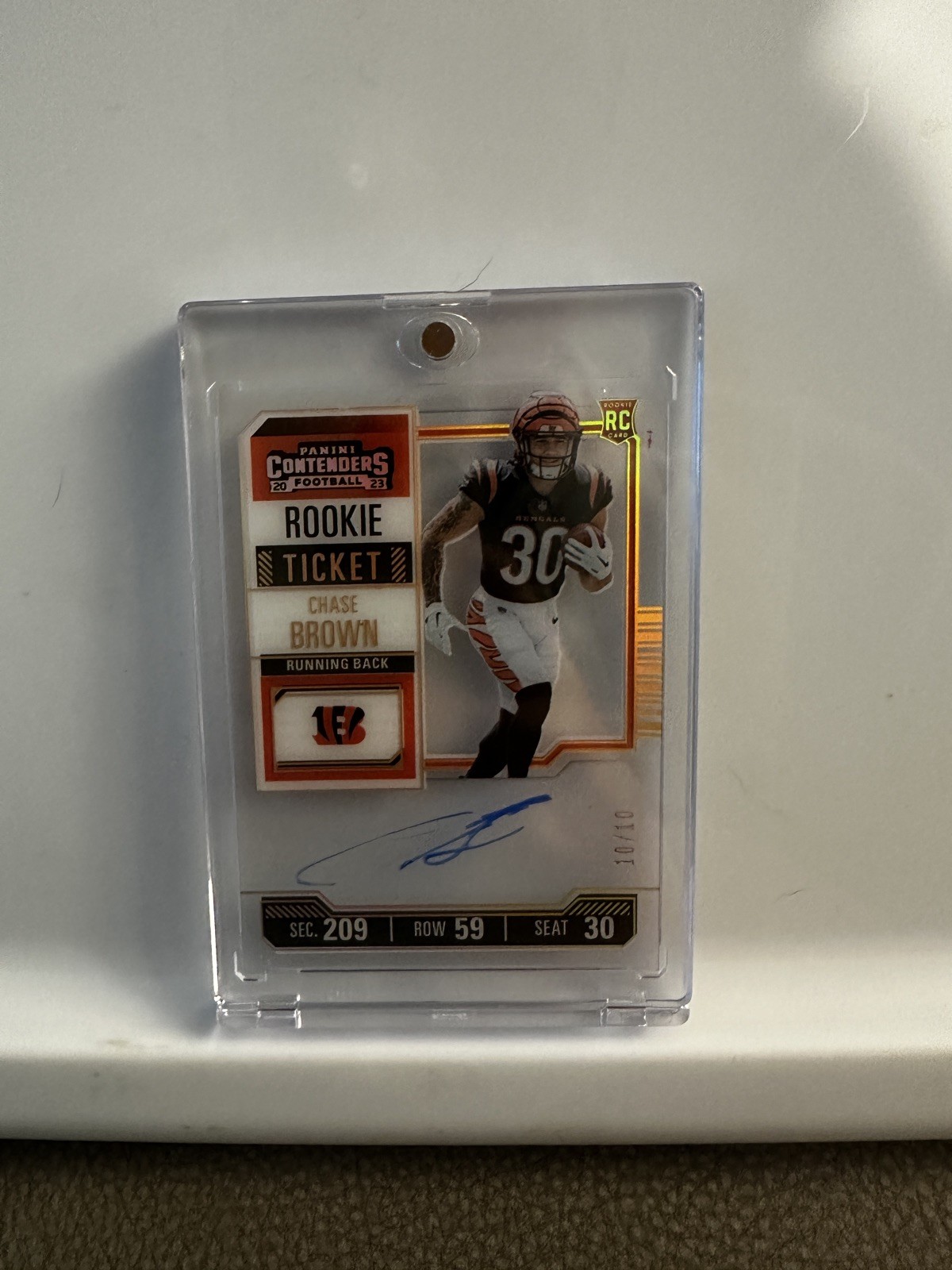 Chase Brown 2023 Contenders #105 Rookie Ticket Auto - Clear Ticket /10