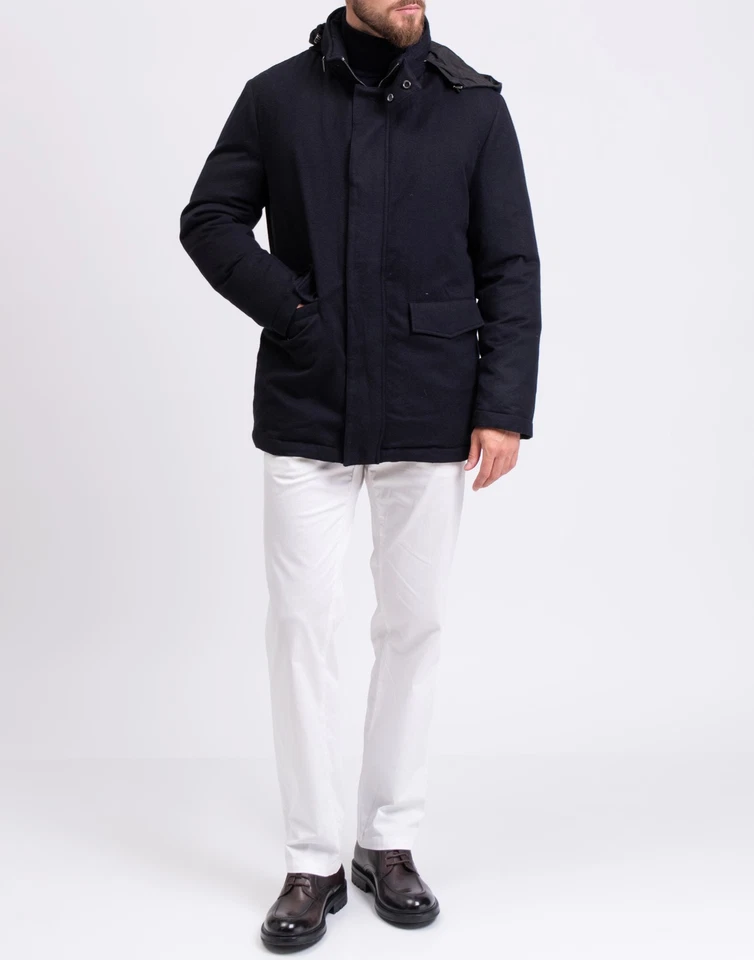 RRP€2065 GIAMPAOLO Down Cashmere Flannel Coat IT50 US40 L Blue Made in Italy - Image 2 of 4