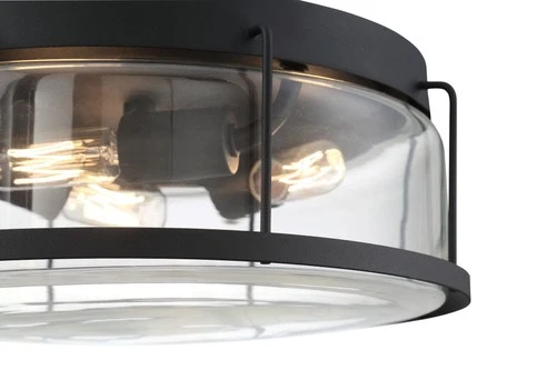 Quoizel LUD1613 3 Light 13"W Flush Mount Drum Ceiling Fixture - Black - Picture 6 of 9