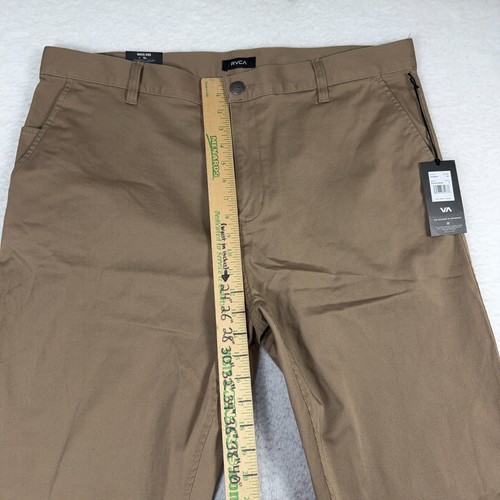 RVCA Week-end Stretch Jeans Mens 40 (40.5x33) Tan Cotton Straight Leg NWT - Afbeelding 3 van 13