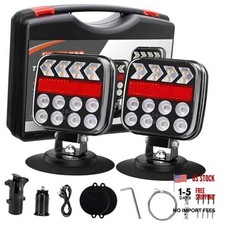 Wireless Trailer Lights, Adjustable Magnetic LED Trailer Lights with black