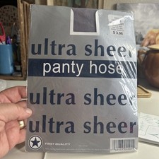 Ultra Sheer Panty Hose Silver Grey Fits 100-160 lbs 5'-5'8" VTG NIP