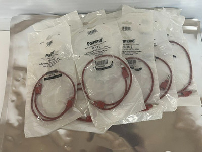 LOT OF 11 Pomona B-18-2 - Stack-Up Banana Plug Patch Cord, 18', Red, NOS