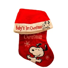 38237 - Snoopy Baby's 1st Christmas Holiday Stocking Set And Baby Hat |Pod 2-49|