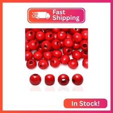Red Wooden Macrame Beads - 20mm- 100 Beads- Hole 8mm- Quality Large Hole Wooden
