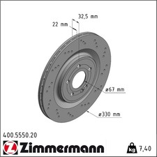 2x Zimmermann 400.5550.20 Bremsscheibe f&uuml;r MERCEDES BENZ CLA A KLASSE GLA GLB