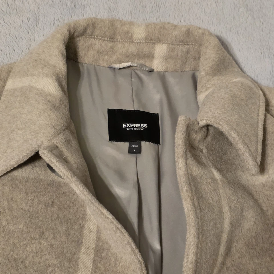 Express ID 5987  Men's Wool-Blend Overcoat Jacket Water Resistant, Size Large - Image 4 of 4