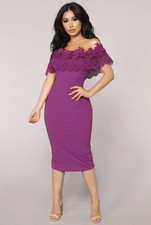 Fashion Nova Orchid Off Shoulder Lace Midi Dress Size Small NWT